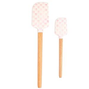 NEW MacKenzie-Childs Rosy Check Spatula Set of 2 Pastel Pink Luxury  Kitchen